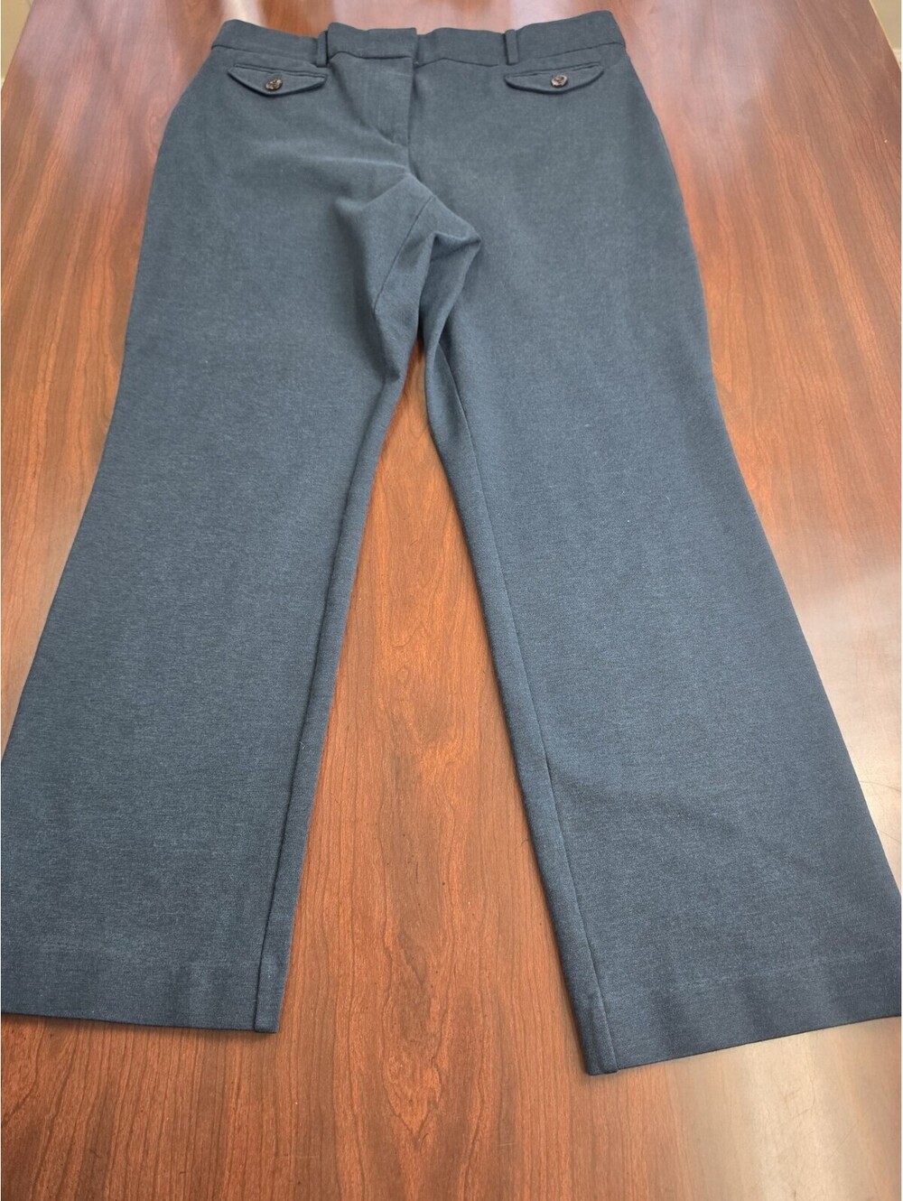 Ann Taylor Petite Curvy Fit Dark Teal Blue Dress Pant Size 10P Flat Front Casual